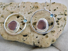 Load image into Gallery viewer, Mauve Sea Glass Sterling Silver Dangles
