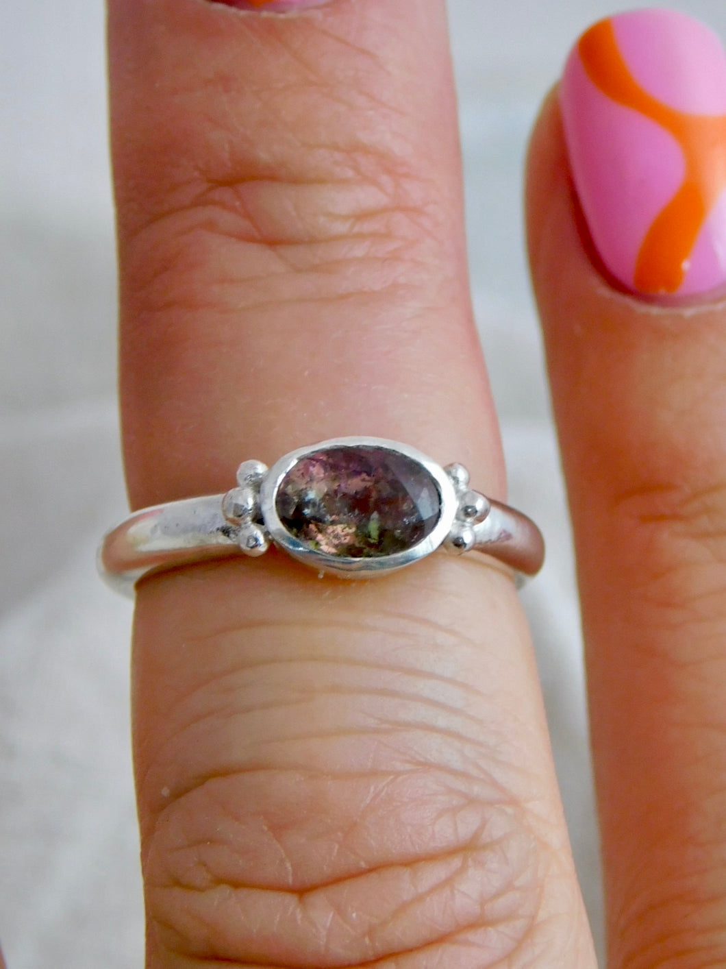 Watermelon Tourmaline Sterling Silver Ring