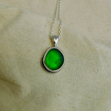 Load image into Gallery viewer, Bright Green Sea Glass Sterling Silver Pendant
