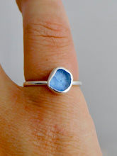 Load image into Gallery viewer, Ready To Wear Blue Sea Glass Sterling Silver Stacking Ring
