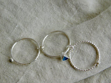 Load image into Gallery viewer, Cornflower Blue Sea Glass Triple Sterling Silver Ring
