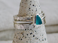 Load image into Gallery viewer, Ready To Wear Teal Sea Glass Sterling Silver Stacking Ring

