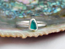 Load image into Gallery viewer, Ready To Wear Teal Sea Glass Sterling Silver Stacking Ring
