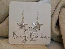 Load image into Gallery viewer, Large Reticulated Star Sterling Silver Dangles
