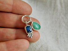 Load image into Gallery viewer, Emerald and Kyanite Charm Sterling Silver Pendant

