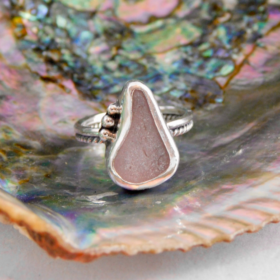 Super Rare Lilac Sea Glass Sterling Silver Ring