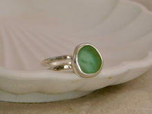 Load image into Gallery viewer, Aqua Sea Glass Double Sterling Silver Ring
