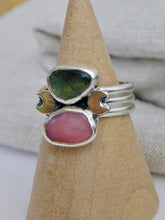 Load image into Gallery viewer, Rose Quartz and Kyanite Sterling Silver Ring

