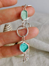 Load image into Gallery viewer, Statement Sea Glass Sterling Silver Hoop Link Bracelet

