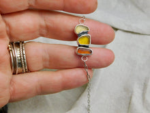 Load image into Gallery viewer, Yellow Tones Sea Glass Sterling Silver Paperclip Chain Bracelet
