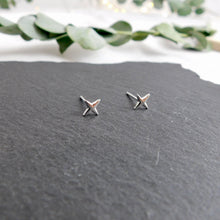 Load image into Gallery viewer, Four Point Star Sterling Silver Studs
