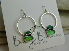 Load image into Gallery viewer, Jade Green Sea Glass Sterling Silver Dangles
