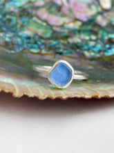 Load image into Gallery viewer, Ready To Wear Blue Sea Glass Sterling Silver Stacking Ring
