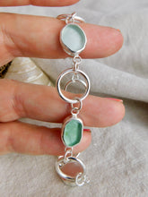 Load image into Gallery viewer, Statement Sea Glass Sterling Silver Hoop Link Bracelet
