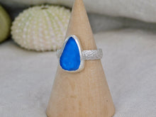 Load image into Gallery viewer, Blue Sea Glass Sterling Silver Ring
