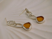 Load image into Gallery viewer, Yellow Sea Glass Sterling Silver Stud Dangles
