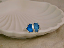 Load image into Gallery viewer, Blue Sea Glass Sterling Silver Cuff Ring
