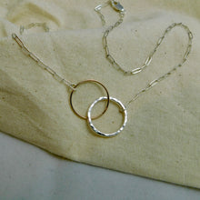 Load image into Gallery viewer, Sterling Silver and Gold Filled Double Hoop Necklace
