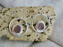 Load image into Gallery viewer, Mauve Sea Glass Sterling Silver Dangles

