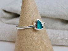 Load image into Gallery viewer, Ready To Wear Teal Sea Glass Sterling Silver Stacking Ring

