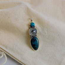 Load image into Gallery viewer, Rutilated Quartz and Turquoise Sterling Silver Pendant
