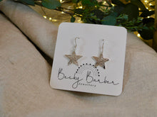 Load image into Gallery viewer, Large Reticulated Star Sterling Silver Dangles
