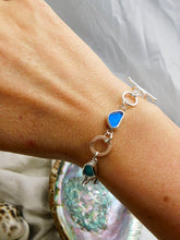 Load image into Gallery viewer, Multi Blues Sterling Silver Hoop Link Bracelet

