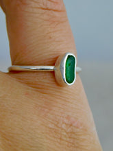 Load image into Gallery viewer, Ready To Wear Green Sea Glass Sterling Silver Stacking Ring
