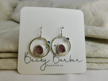 Load image into Gallery viewer, Mauve Sea Glass Sterling Silver Dangles
