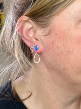 Load image into Gallery viewer, Bright Blue Sea Glass Sterling Silver Stud Dangles
