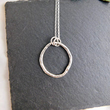 Load image into Gallery viewer, Large Reticlated Hoop Sterling Silver Pendant
