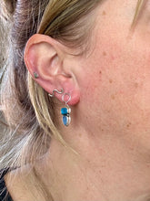 Load image into Gallery viewer, Double blue Sea Glass Sterling Silver Studs Dangles
