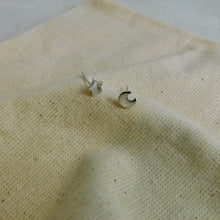 Load image into Gallery viewer, Moon and Star Sterling Silver Studs
