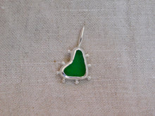 Load image into Gallery viewer, Bright Green Sea Glass Heart Sterling Silver Pendant
