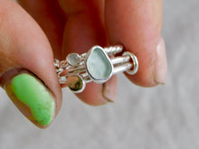 Load image into Gallery viewer, Aqua Sea Glass and Rainbow Moonstone Triple Sterling Silver Ring
