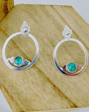 Load image into Gallery viewer, Aztec Sterling Silver Studs with Turquoise Oval Ear Jackets
