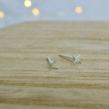 Load image into Gallery viewer, Tiny Four Point Star Sterling Silver Studs
