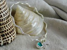 Load image into Gallery viewer, Wavy Sea Glass Charm Sterling Silver Bangle

