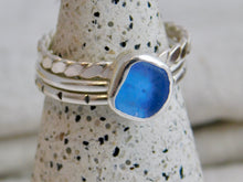 Load image into Gallery viewer, Ready To Wear Blue Sea Glass Sterling Silver Stacking Ring

