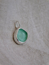 Load image into Gallery viewer, Aqua Sea Glass Sterling Silver Charm
