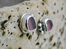 Load image into Gallery viewer, Mauve Purple Sea Glass Sterling Silver Studs
