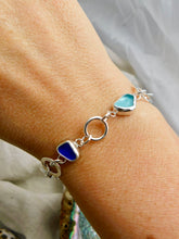 Load image into Gallery viewer, Multi Blues Sterling Silver Hoop Link Bracelet
