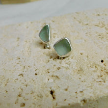 Load image into Gallery viewer, Sea Foam Sea Glass Sterling Silver Studs
