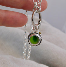 Load image into Gallery viewer, Olive Green Flower Sea Glass Sterling Silver Charm
