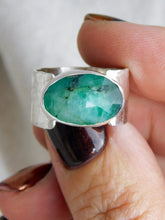Load image into Gallery viewer, Statement Emerald Sterling Silver Ring

