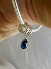 Load image into Gallery viewer, Chunky Kyanite Charm Sterling Silver Bangle
