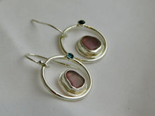 Load image into Gallery viewer, Mauve Sea Glass Sterling Silver Dangles
