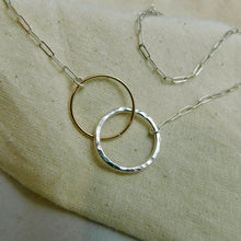 Load image into Gallery viewer, Sterling Silver and Gold Filled Double Hoop Necklace
