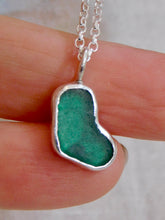 Load image into Gallery viewer, Teal Sea Glass Heart Sterling Silver Pendant
