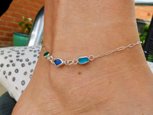 Load image into Gallery viewer, Multi Blue Sea Glass Sterling Silver Anklet
